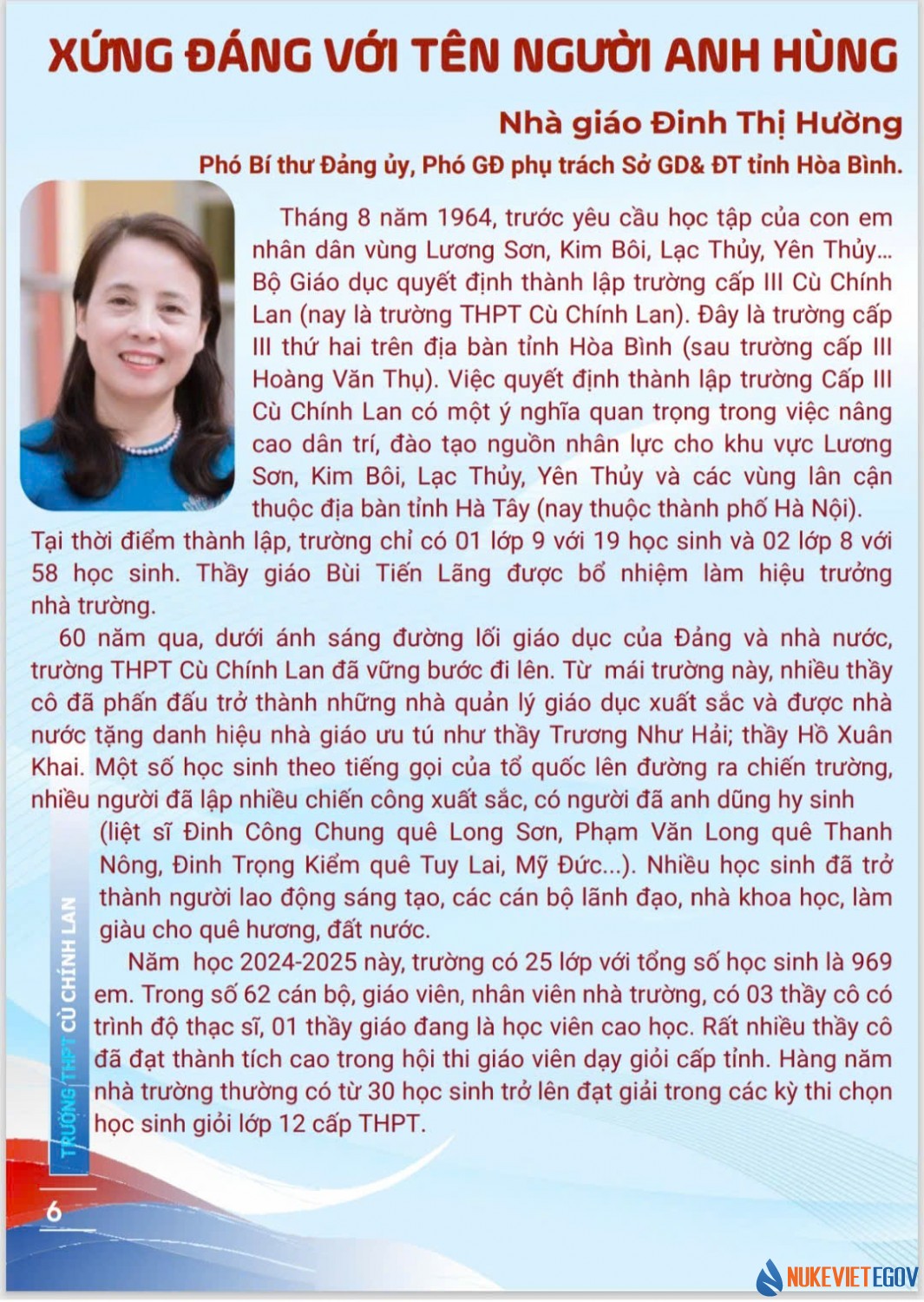 TG Đinh Thị Hường   PGĐ Phụ trách Sở GD&ĐT Hòa Bình